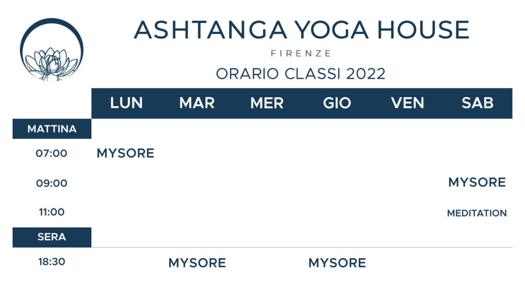 Orario classi ashtanga yoga 2022